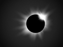 Sun Eclipse Isolated On Transparent Background. Vector