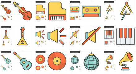 Poster - Music line icon set.