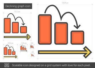 Poster - Declining graph line icon.