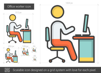 Poster - office worker line icon.