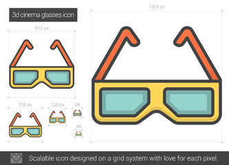 Poster - Three d cinema glasses line icon.