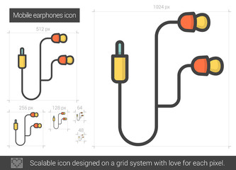 Canvas Print - Mobile earphones line icon.