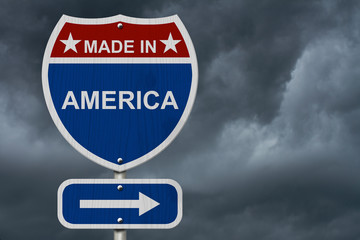 Wall Mural - American Made in America Highway Road Sign