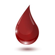 Large Glossy Red Drop Of Blood Isolated