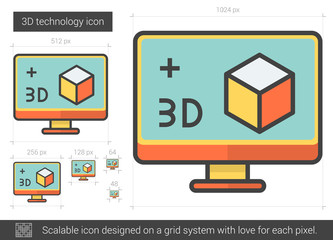 Poster - Three d technology line icon.