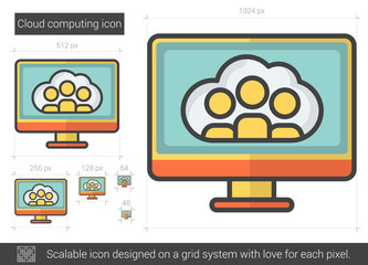Poster - Cloud computing line icon.