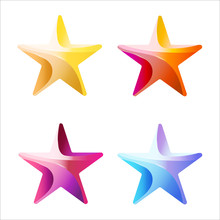 Set Of Colorful Stars Stripped Color.