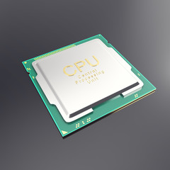 Poster - 3d illustration central processor unit, CPU isolated on white. 3d illustration