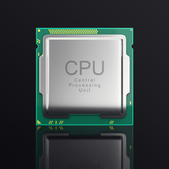 Poster - 3d illustration modern multicore CPU on black background