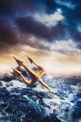 Wall Mural - High contrast image of Poseidon's trident at sea