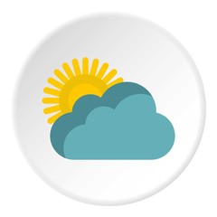 Sticker - Sun behind clouds icon. Flat illustration of sun behind clouds vector icon for web