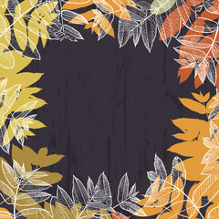Wall Mural - Autumn abstract frame design. With empty space for text. Fallen