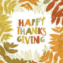 Wall Mural - Happy Thanksgiving day design cover. Holiday background template