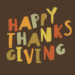 Wall Mural - Happy Thanksgiving design. For holiday greeting cards designs. S