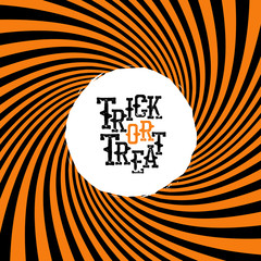 Wall Mural - Trick or treat halloween quote on orange rays hypnotic backgroun
