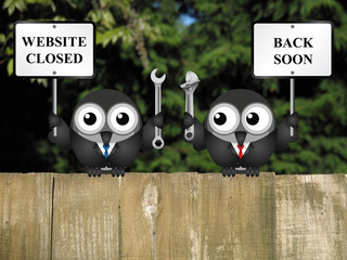 Wall Mural - Comical website maintenance closed back soon message  