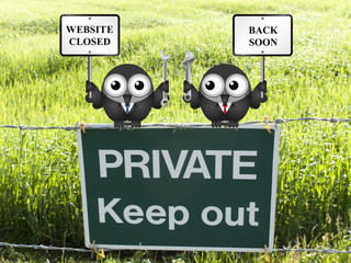 Wall Mural - Comical website maintenance closed back soon message  