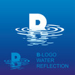 Template B brand name companies. Corporate style for the letter B: logo, background. Creative logo letter in the reflection in the water, sunset.