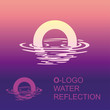 Template O brand name companies. Corporate style for the letter O: logo, background. Creative logo letter in the reflection in the water