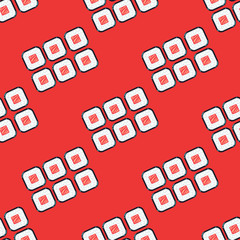 Sticker - Sushi sets vector seamless pattern red