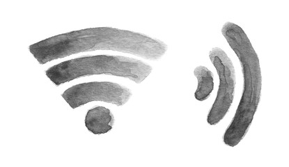 Poster - Watercolor wi fi icon. Isolated internet symbol in white background.