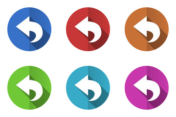 Poster - Flat design colorful web arrow vector icons. Round back symbols.