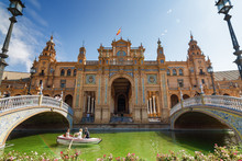 Architectural Complex Of Plaza De Espana In Sevilla, Andalusia Province, Spain.