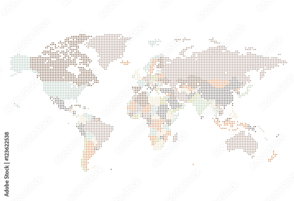 Dotted World map of square dots Stock Vector | Adobe Stock