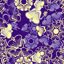 Beautiful Seamless Floral Pattern. Abstract Flowers Silhouettes. Vector Clip Art.