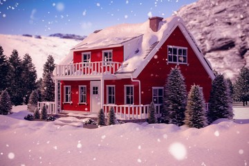 Poster - Composite image of snow covered house