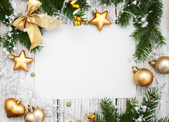 Wall Mural - christmas background - blank paper with decoration