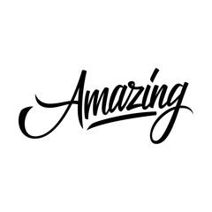 Handwritten word Amazing. Hand drawn lettering. Calligraphic element for your design. Vector illustration.
