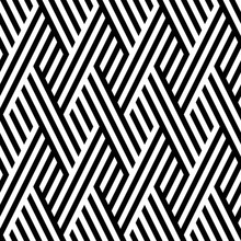 Vector Seamless Texture. Modern Geometric Background. Monochrome Repeating Pattern Of Overlapping, Superimposed On Each Other's Bands