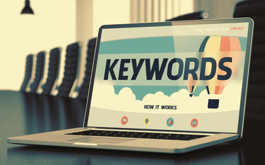 Poster - Landing Page of Laptop with Keywords Concept. 3D.