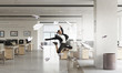 © Sergey Nivens - Dancing businesswoman in office . Mixed media