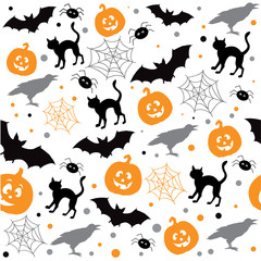  Halloween seamless pattern on the white background