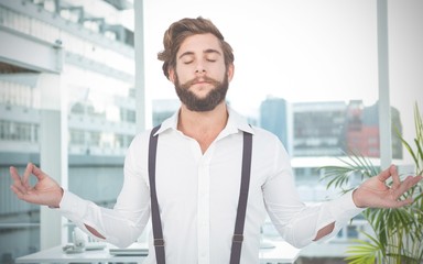 Poster - Composite image of hipster meditating arms outstretched