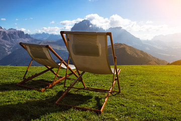 two chairs in the mountains