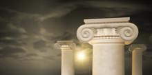 Picture Of Large Greek Freestone Columns.