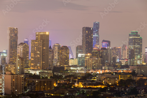 Fototapeta na szkło Bangkok city business downtown skyline background, Thailand