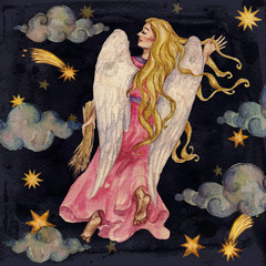 Wall Mural - zodiac sign - virgo. watercolor illustration.