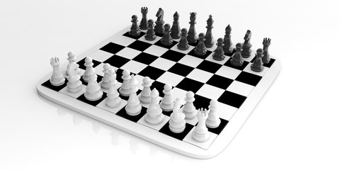 Sticker - Chess set on a chessboard. 3d illustration