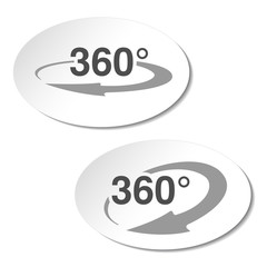 Fototapete - Vector buttons for virtual tour, oval labels with arrow and with text 360-, white stickers.