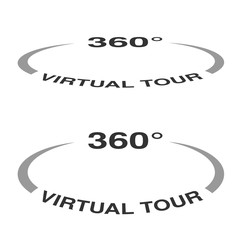 Fototapete - Vector symbols for virtual tour, oval labels.