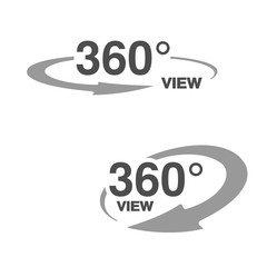 Fototapete - Vector symbols for virtual tour, oval labels with arrow and with text 360 and view.