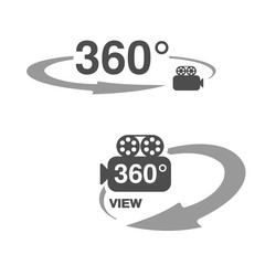 Fototapete - Vector symbols for virtual tour, oval labels with arrow, with symbol of camera and with text - view.