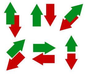 Poster - Green, red arrows in opposite direction. Up, down and left right