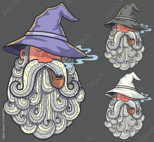 Cuadros en Lienzo Wizard Portrait 2 / Portrait of wizard smoking pipe in 3 color versions