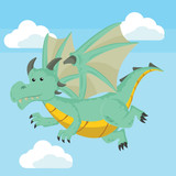 Fototapeta Dinusie - dragon flying vector illustration design
