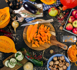 Wall Mural - Autumn vegetables and fruits